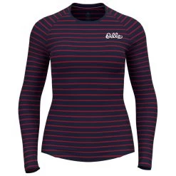 Sous-vêtement Technique Odlo Active Warm Originals Eco Stripes BL Top Crew Neck LS Dark Sapphire Sundried Tomato