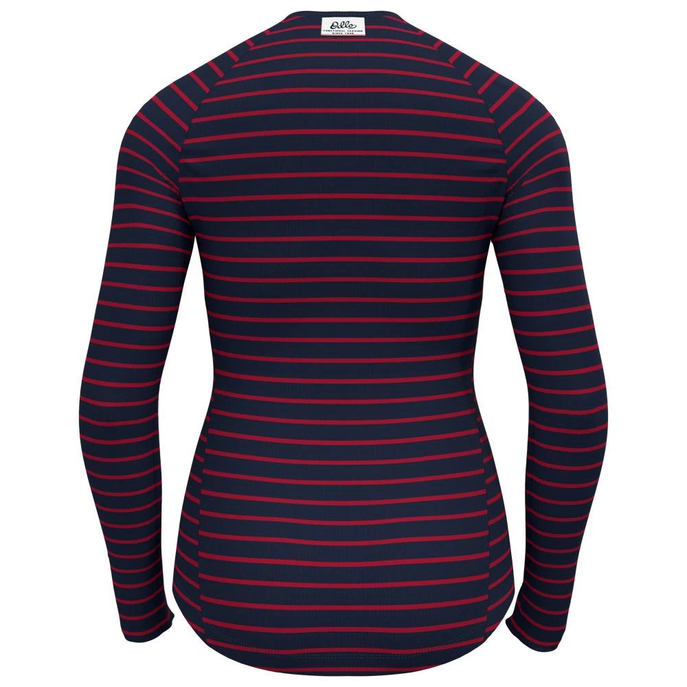 Sous-vêtement Technique Odlo Active Warm Originals Eco Stripes BL Top Crew Neck LS Dark Sapphire Sundried Tomato 2 Sous-vêtement Technique Odlo Active Warm Originals Eco Stripes BL Top Crew Neck LS Dark Sapphire Sundried Tomato – Image 2