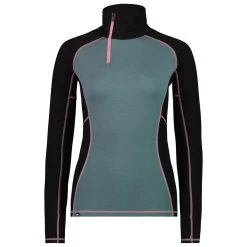 Sous-vêtement Technique Mons Royale Europe W's Olympus Half Zip Burnt Sage Black